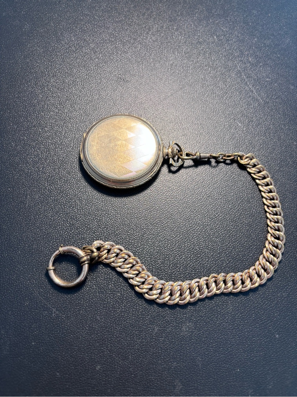 1939 Swiss Sterling Silver Pocket Watch with Gold Vermeil